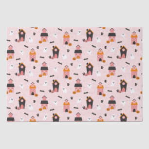Spooky Cute Halloween Haunted Houses Pattern Tissue Paper