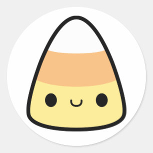 Spooky Cute Halloween Kawaii Candy Corn Classic Ro Classic Round Sticker
