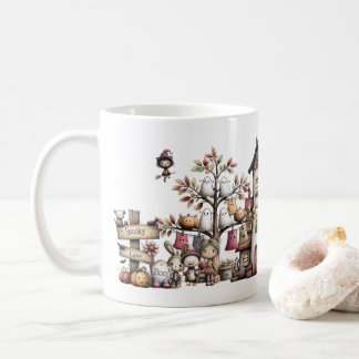 Spooky Cute Halloween Mug, Kawaii Ghost & Pumpkin  Coffee Mug