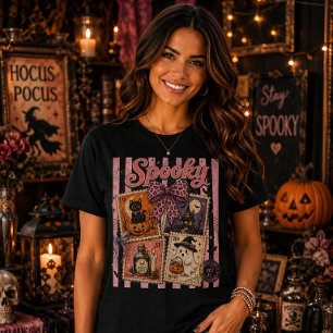 Spooky Cute Halloween Postage Stamps Ghost Cat T-Shirt