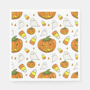 Spooky Cute Halloween Pumpkin Paper Napkins