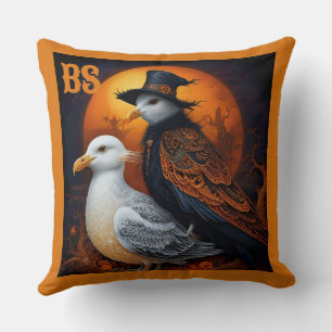 Spooky cute Halloween seagull in Disguise Cushion