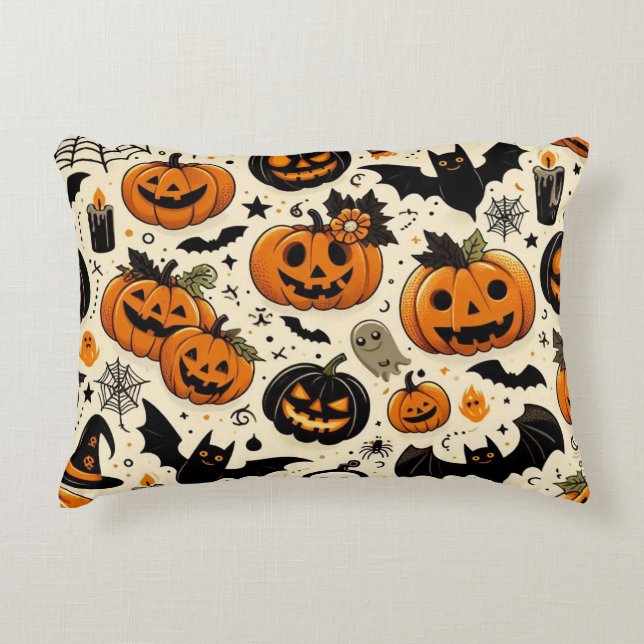 Spooky Cute Halloween Seamless Pattern Decorative Cushion (Front)