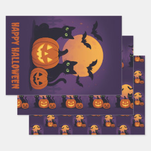 Spooky Cute Halloween Wrapping Paper – Black Cats