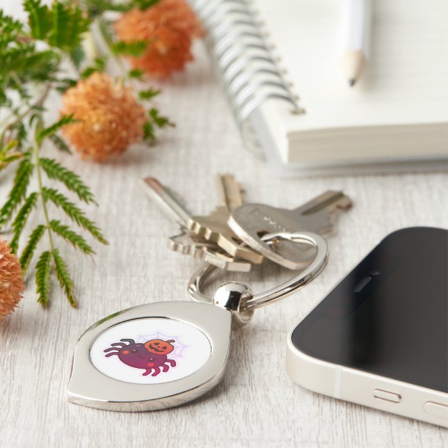 Spooky Cute Kawaii Halloween Spider Key Ring (Side)