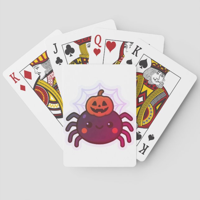 Spooky Cute Kawaii Halloween Spider Playing Cards (Back)