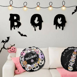 Spooky Cute Kawaii inspired Skull Halloween Pillow
