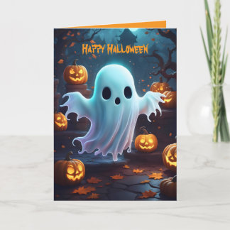 Spooky Cute Little Ghost and Pumpkins  Invitation
