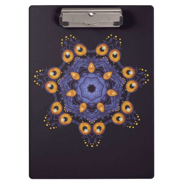 Spooky Cute Mandala Monster Art Halloween Creature Clipboard (Front)