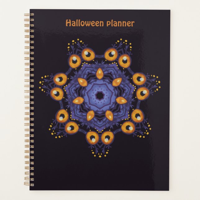 Spooky Cute Mandala Monster Art Halloween Creature Planner (Front)