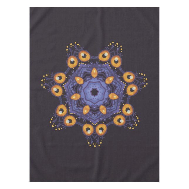 Spooky Cute Mandala Monster Art Halloween Creature Tablecloth (Front)