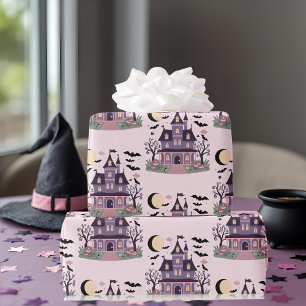 Spooky cute Mansion pink pattern Wrapping Paper