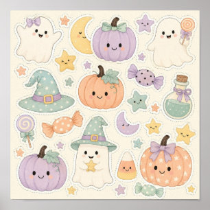 Spooky Cute Pastel Halloween Sheet Poster