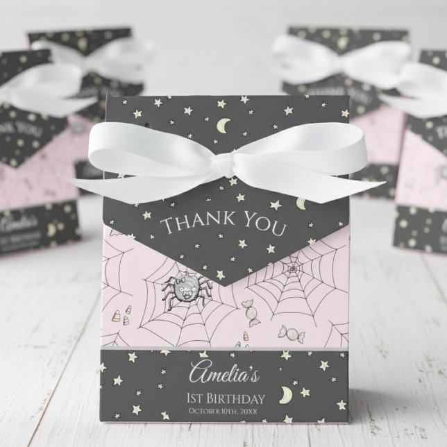 Spooky Cute Pink Bats Halloween Favour Box (Halloween 1st Birthday Spooky Cute Spider Pink Girl Birthday Party Favor Boxes. Baby Spider & Web)