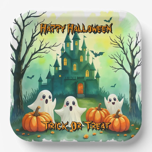 Spooky Cute Popular Halloween Collection Paper Plate (Front)