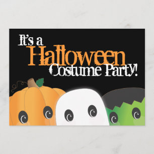 Spooky Cute Pumpkin Ghost Halloween Costume Party Invitation