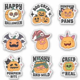 Spooky Cute Pumpkin Halloween Stickers