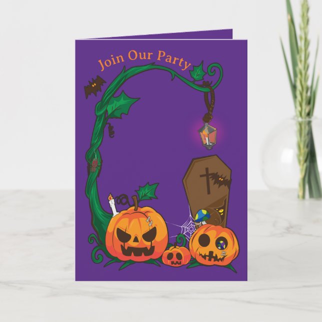 Spooky Cute Pumpkin Lantern Halloween Invitations (Front)