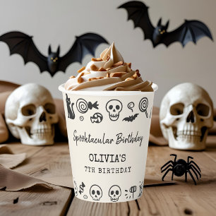 Spooky Cute Skeleton & Ghost Halloween Birthday Paper Cups