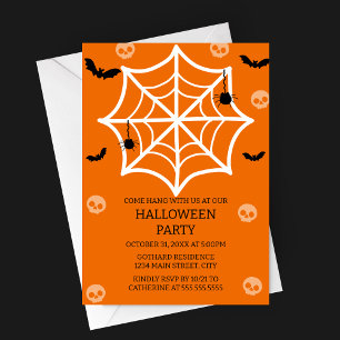 Spooky-Cute Spider Web Halloween Party Invitation