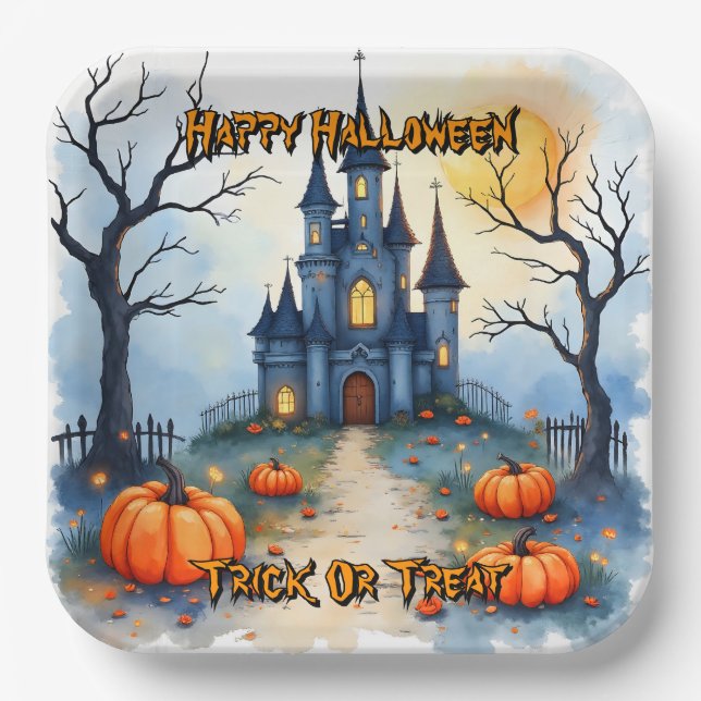Spooky Cute Trendy Halloween Collection Paper Plate (Front)