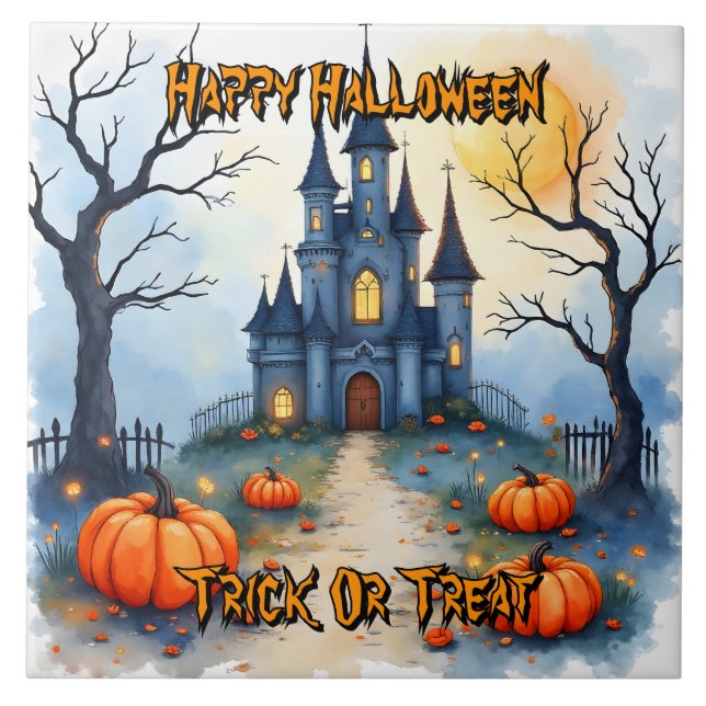 Spooky Cute Trendy Halloween Collection Tile (Front)