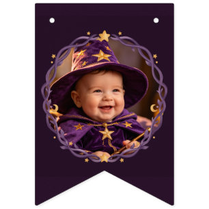Spooky Cute Witch Black Cat Wizard 1st Birthday Bunting