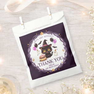 Spooky Cute Witch Black Cat Wizard 1st Birthday Favour Bags