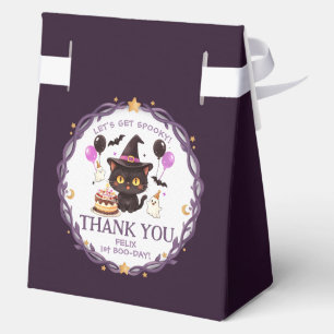 Spooky Cute Witch Black Cat Wizard 1st Birthday Favour Box