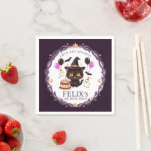 Spooky Cute Witch Black Cat Wizard 1st Birthday