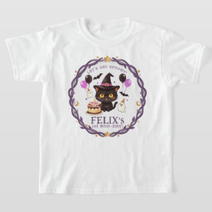 Spooky Cute Witch Black Cat Wizard 1st Birthday T-Shirt