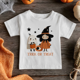 Spooky Cute Witch& Ghost Trick or Treat Halloween  Baby T-Shirt