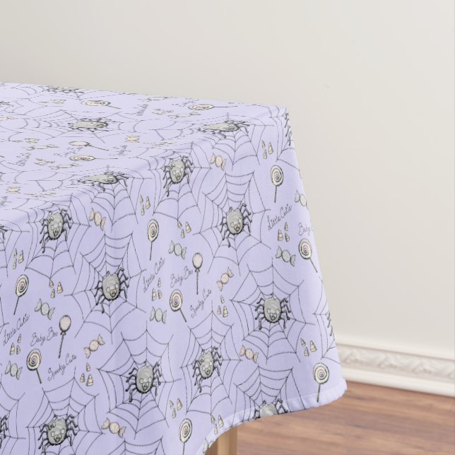 Spooky Cuties Baby Spider, Web & Candy Tablecloth (In Situ)