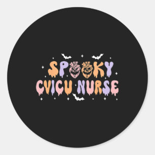 Spooky Cvicu Nurse Halloween Cardiac Icu Fall Pump Classic Round Sticker