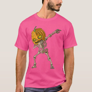 Spooky Dabbing Pumpkin Skeleton Halloween Party T-Shirt
