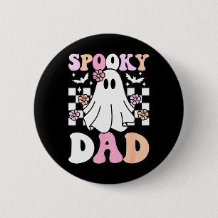 Spooky Dad Halloween Ghost Costume Retro Groovy 6 Cm Round Badge