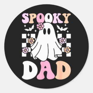 Spooky Dad Halloween Ghost Costume Retro Groovy Classic Round Sticker