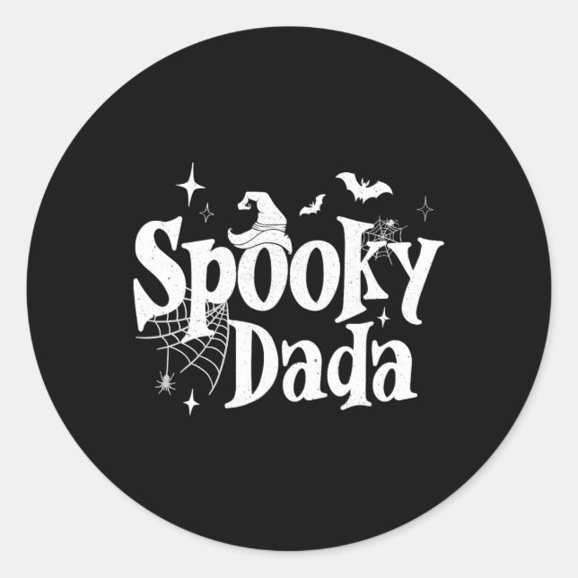 Spooky Dada Witch Funny Halloween Costume Dad Gran Classic Round Sticker (Front)