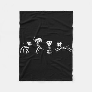 Spooky Dancing Dog Skeletons Clic White Halloween  Fleece Blanket
