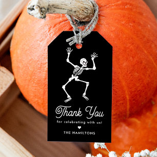 Spooky Dancing Skeleton Baby Shower Favour Gift Tags