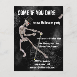 Spooky Dancing Skeleton Halloween Invite Postcard