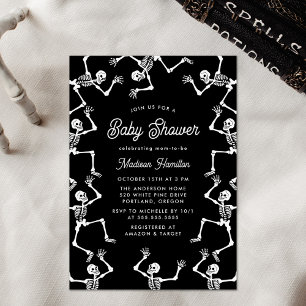 Spooky Dancing Skeletons Baby Shower Invitation