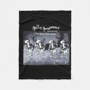 Spooky Dancing Skeletons Clic White Halloween  Fleece Blanket