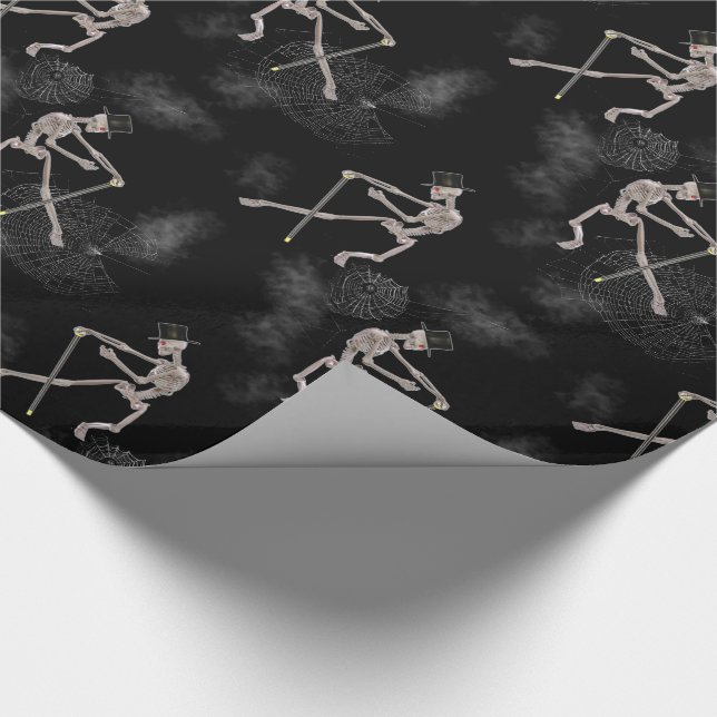 Spooky Dancing Skeletons Wrapping Paper (Corner)