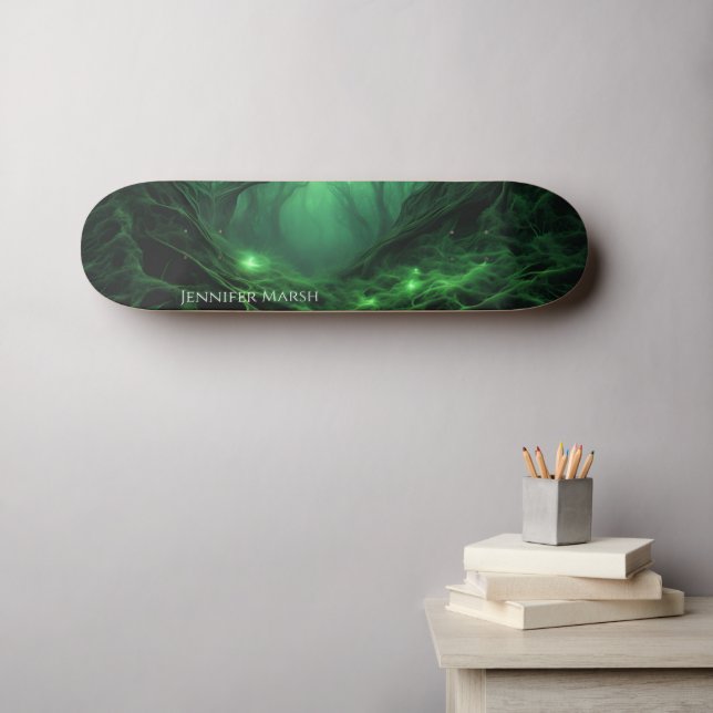 Spooky Dark Green Forest Skateboard (Wall Art (Horz))