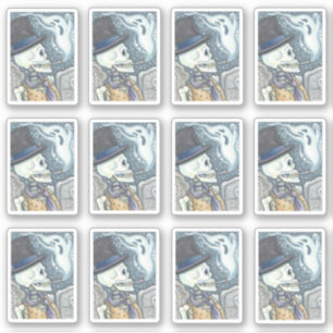 SPOOKY DEAD MAN SKULL SMOKING GHOST IN CEMETERY