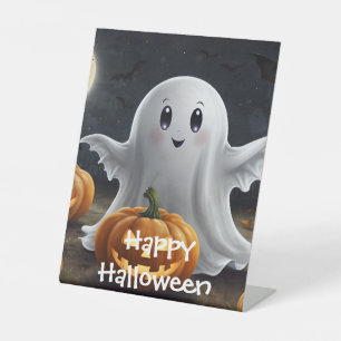 Spooky Delight: Ghostly Halloween Fun Pedestal Sign