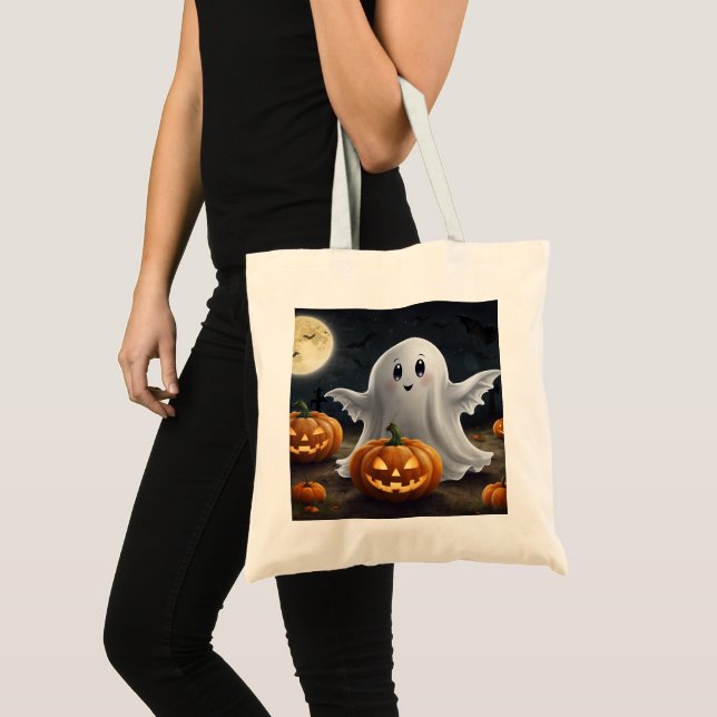 Spooky Delight: Ghostly Halloween Fun Tote Bag (Front (Product))