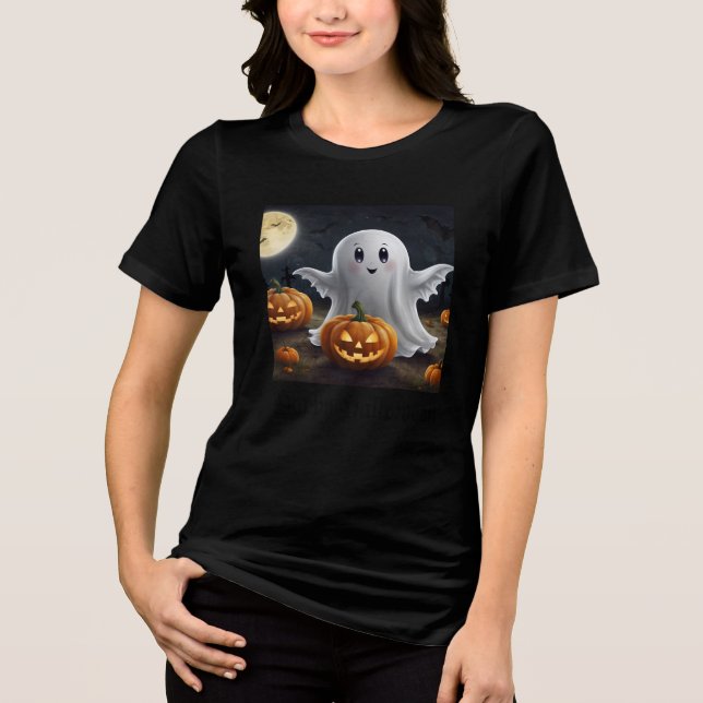 Spooky Delight: Ghostly Halloween Fun Tri-Blend Shirt (Front)