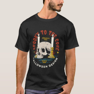 Spooky Demon Skull Scary Halloween Lover Lit Candl T-Shirt